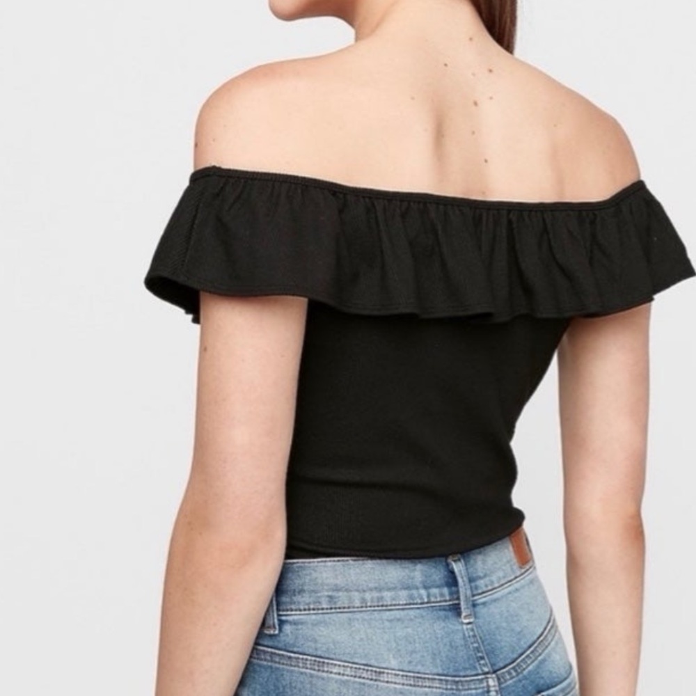 Express Black Off Shoulder Bodysuit Top - Picture 2 of 7